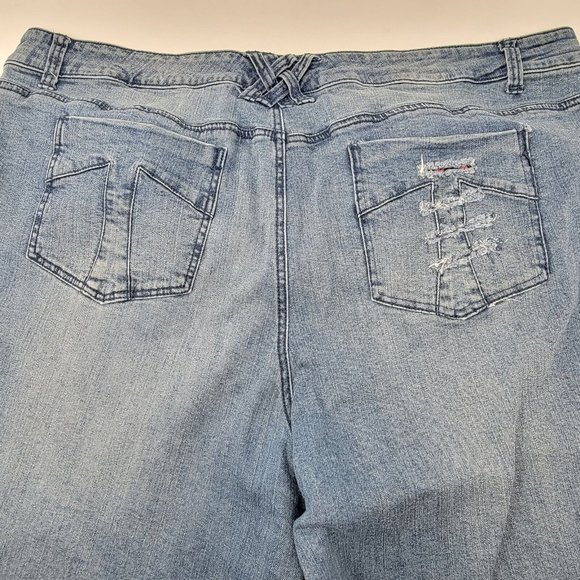 TRIPP NYC Plus Size‎ 26 Women's Distressed Plaid Skinny Blue Denim Jeans FLAW - Picture 4 of 7